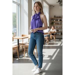 RAMY BROOK Top NEW Size XXS Lori Silk High Neck Tank Top $325 Amethyst Purple